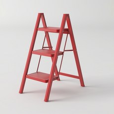 [리퍼] 가정용 접이식 사다리 A11 3단 KLA-3960 세차 청소 인테리어 발판 스툴, 레드