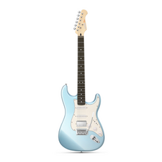 Donner DST-152 電吉他 入門套組 H-S-S 可切單 附音箱, 藍色, 1個, DONNER DST152R