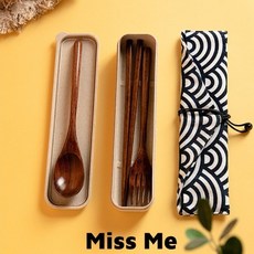 可愛療癒造型餐具組實拍 環保餐具 創意可愛餐具 勺子木筷三件套裝 旅行餐具, 1個, (M03)楠木筷勺叉+布袋