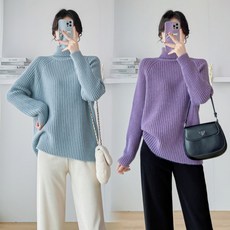 임산부 가을 겨울옷 블링블링 터틀넥 블링 니트 여 루즈핏 패션 풀오버