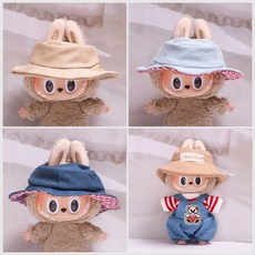 臺灣發貨-【僅帽子】17cm拉布布掛件衣服配飾帽子小水杯挎包鑰匙扣labubu配件, 抹茶色燈芯絨帽子（僅售娃衣，不含娃娃）,適合掛件拉布布, 1個