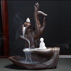 紫砂大佛手蓮花倒流香爐 創意室內擺件, 紫砂大佛手香爐（禪心）
