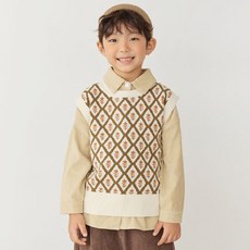 VAVKID'S 花卉格紋針織背心