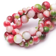 Chicager 주얼리 제작용 천연 보석 비즈 6mm 블루 토르말린 광택 매끄러운 라운드 원석 비즈 팔찌 목걸이용 38.1cm(15인치), 수박 토르말린