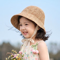 [KC인증 당일출고]베스더스 유아동 아기 밀짚 썬캡 봄 여름 여아 썬햇 레이스 모자 바캉스룩