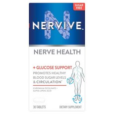 Nervive Nerve Health 포도당 지원 정제 Nervive 보충제 Nervive 태블릿 알파 리포산 크롬 피콜리네이트 비타민 B12 B6 B1, 1개, 30정