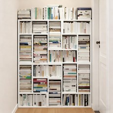 거실수납책장 조립 책장 길이조절 회전책장 수납장 서재 선반, 오크, 2개