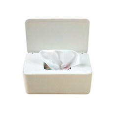 직사각형 방진 물티슈 디스펜서 홀더 뚜껑 포함 티슈 보관함 집 오피스 기저귀 아기 물티슈, W, 1개