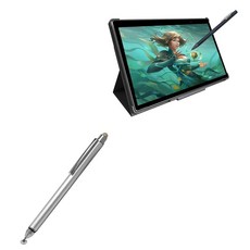 BoxWave Simbans PicassoTab XL(29.5cm(11.6인치)와 호환되는 스타일러스 펜 - 듀얼팁 정전식 스타일러스 섬유 팁 디스크 메탈릭 실버, BoxWave Simbans PicassoTab XL(