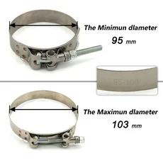 1 Pc 2.0" 2.25" 2.5" 2.75" 3.0" 3.25" 3.5" 4.0" T-볼트 배기 클램프 흡기 터보 배기 인터쿨러 실리콘 커, 1개, 기타, 07 95-103mm