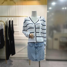 로즈 원숄더 스트라이프 니트 가디건 ES2OKG51IVCA 659658