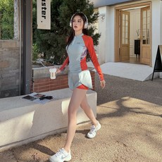韓系分體長袖泳衣套裝 修身顯瘦運動款
