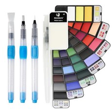 MEEDEN 여행용 수채화 물감 세트: 휴대용 42가지 다양 MEEDEN Travel Watercolor Paint Set: Portable 42 Assorted Water Col, 42 Basic Colors, 1 Count (Pack of 1)