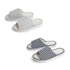 1+1 스트라이프 지압 거실화 거실 실내화 커플 슬리퍼, 1개, 그레이M+네이비L