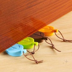 실리콘 도어 스토퍼 문틈 고정 안전 방지 가정용 사무실 어린이 손끼임 방지 바닥, 1개, 나뭇잎 브라운