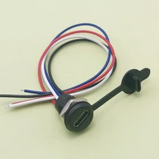 c타입 pcb 1pcs USB 유형 C 커넥터 너트 잠금 플레이트가있는 방수 여성 고전류 고속 충전 잭, 02 B-4P