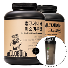 헬로벌크 게이너 살찌는 단백질보충제 2통 8kg 게이너 곡물맛 코코아맛 프로틴 쉐이크, 2개, 4kg