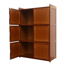 이불장 장농 조립식 긴장식장 우드 옷장 장롱 보관 대나무 수납장, 2. 오크(6도어 59롱) 수납장