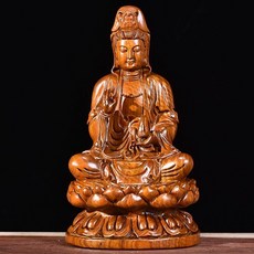 黑檀木 花梨木 觀音佛像擺件 坐蓮觀世音, 如圖所示, 1個