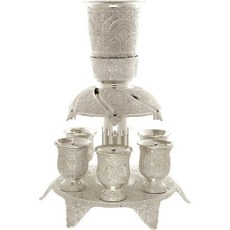 아비 기프트 실버 키두쉬 와인 분수 6컵 필리그리 피니쉬 23.5 센티미터, 1개