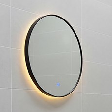 台灣製造 60公分 LED燈款不鏽鋼邊框無銅鏡 圓形浴室鏡 黑框鏡 浴淋軍 L7171, 寬60*高60, N/A