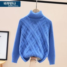 남아 겨울 니트 목폴라 아동 겨울옷 두꺼운 키즈 스웨터, 블루