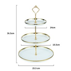 北歐輕奢陶瓷多層果盤創意客廳茶幾家用下午茶零食點心盤糖果托盤小紅書同款抖音同款日用品家居用品居家生活居家用品, 1個, 平面【白】三層【皇冠金】