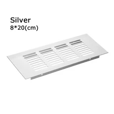 1Pc 알루미늄 합금 통풍구 커버 공기 장식 호흡기 그릴 액세서리 구멍 홈 하드웨어, 06 silver-8x20cm-
