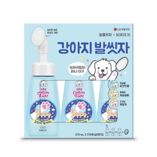 강아지 발씻자 270ml x 3 + 실리콘 팁 물 없이 간편한 세정 보습 안심 강아지 발 세정제