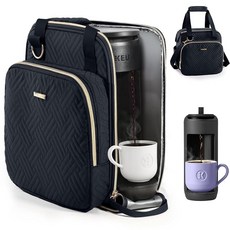 BAGSPRITE Keurig K-Mini Mate와 호환되는 커피 메이커 여행 가방 퀼트 패딩 소프트 극세사가 있는 풀 오픈 휴대용 케이스 포드 오거나이저가 K--Cup, 블랙