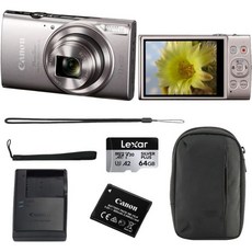 캐논 파워샷 ELPH 360 HS 디지털 카메라 | 64GB 메모리 카드가 포함된 블랙 번들 손목 스트랩 디지털 카메라 파우치 4개 품목, Silver