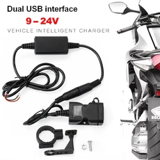 ON/OFF 스위치가있는 오토바이 듀얼 USB 충전기 방수 핸들 바 전화 고속 소켓, 01 9-24V 3.1A