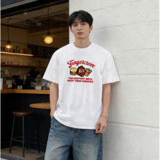 퓨어몰링 여름 순면 남자 반팔티 남녀공용 빈티지 반팔 티셔츠