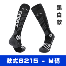 羊毛滑雪襪 - 長效保暖 舒適透氣 防滑減震 M/L碼, 黑白(8215), 1套