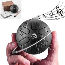 야외 정원을 위한 레인 드럼 6노트 3인치 스틸 텅 드럼 비 오는 음악 차크라 드럼 비 올 때 악기 캠핑 명상 요가 교육용 명상 액세서리(3gre), Drum-A-3in 6note-Black, 1개