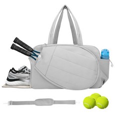 GZSXXTS 신발 칸이 있는 테니스 토트백 - 엑스트라 라지 퀼트 피클볼 백은 2-4개의 라켓 보관 방수 및 경량 남성 여성용 (라이트 그레이) 123612