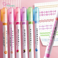 캔디플래닛 6개 라인너 형광펜 물결 하트 별 꽃 곡선 점선 롤러펜, [ET047] 라이너컬러펜(6개입)