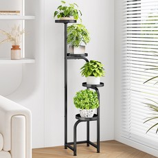 YF 철제 화분정리대 다층 화분대 진열대 선반 화분 거치대 다용도 스탠드 식물 받침대, 4단, 블랙