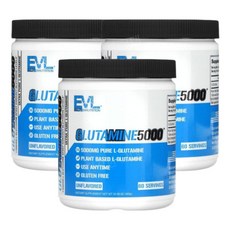 EVL Glutamine 글루타민 무맛 파우더 분말 5000mg 300g 3개 운동후 가루