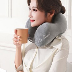 홈스타일링 벨벳 여행용 목베개 쿠션 비행기 휴대용 목쿠션 기내용베개, 네이비