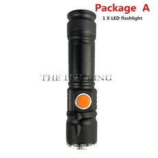 USB 충전식 LED 손전등 10000 루멘 3 모드 손전등 LED L2 T6 토치 줌이 가능한 플래시 라이트 램프 조명(US, 발광 색상: 1. Lamp only