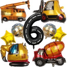 세트 차량 테마 번호 건설 엔지니어링 자동차 파티 호일 생일 40 트랙터 BALLON 풍선 인치, 40인치, Vehicle 9pcs 6