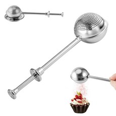 제빵용 브리세이 밀가루 더스터 베이킹용 가루 쉐이커 2개 스테인리스 스틸 더스팅 완 스프링클러 304개 도구용 향신료 및 차 스트레인, 1