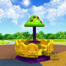 야외 회전목마 바이킹 놀이기구 놀이터 키즈카페 스윙 목마, 6 작은 노란색 버섯 회전 의자