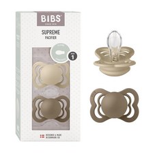 BIBS Supreme Baby 젖꼭지 2팩 | 덴마크산 | BPA 프리 더미 수더 대칭 젖꼭지. 실리콘 사이즈 1 (0-6개월) 헤이즈/블로썸, Size 1 | 0-6 Month, 바닐라/다크 오크