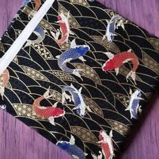 유카타 기모노 고양이 잠옷 프린트 강아지, X. 화풍 잉어 검정