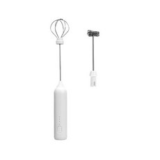 우유거품기 무선 전기 우유 거품기 핸드 믹서 거품기 커피 카푸치노 미니 믹서기 2-in-1 USB 3 단, 한개옵션1, 없음, 1) white