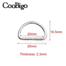 개 액세서리 D 걸쇠 루프 금속 가방 체인 링 배낭 DIY 목걸이 버클 하드웨어 하프 바느질 10PCS 스트랩, 20mm Webbing