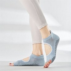 오픈토 요가 삭스 필라테스 미끄럼 발가락 논슬립 요가 양말 토삭스 여성 없는, 블루