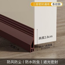 門底密封條 擋風條 隔音條 門縫膠條 自粘條 3層密封 4.5cm高 1米長, 1個, 普通三層密封款 棕色小號,2條實惠裝